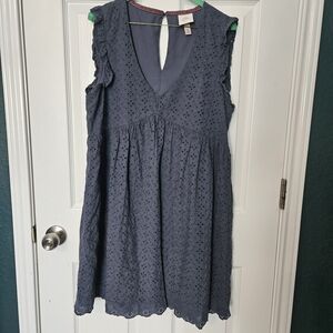 Knox Rose Navy Eyelet Sleeveless Dress